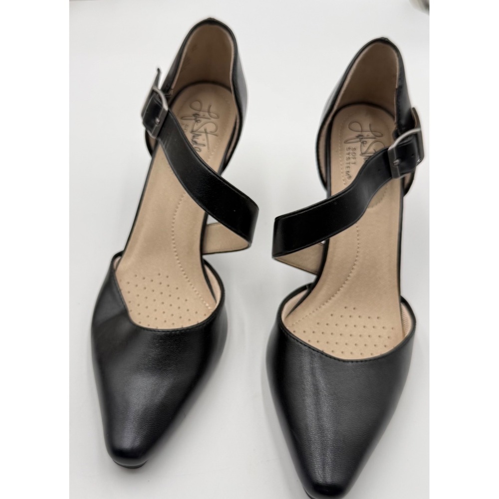 LifeStride Kamala Black Mary Jane Pumps Pointed Toe Kitten Heel Womens 6.5M